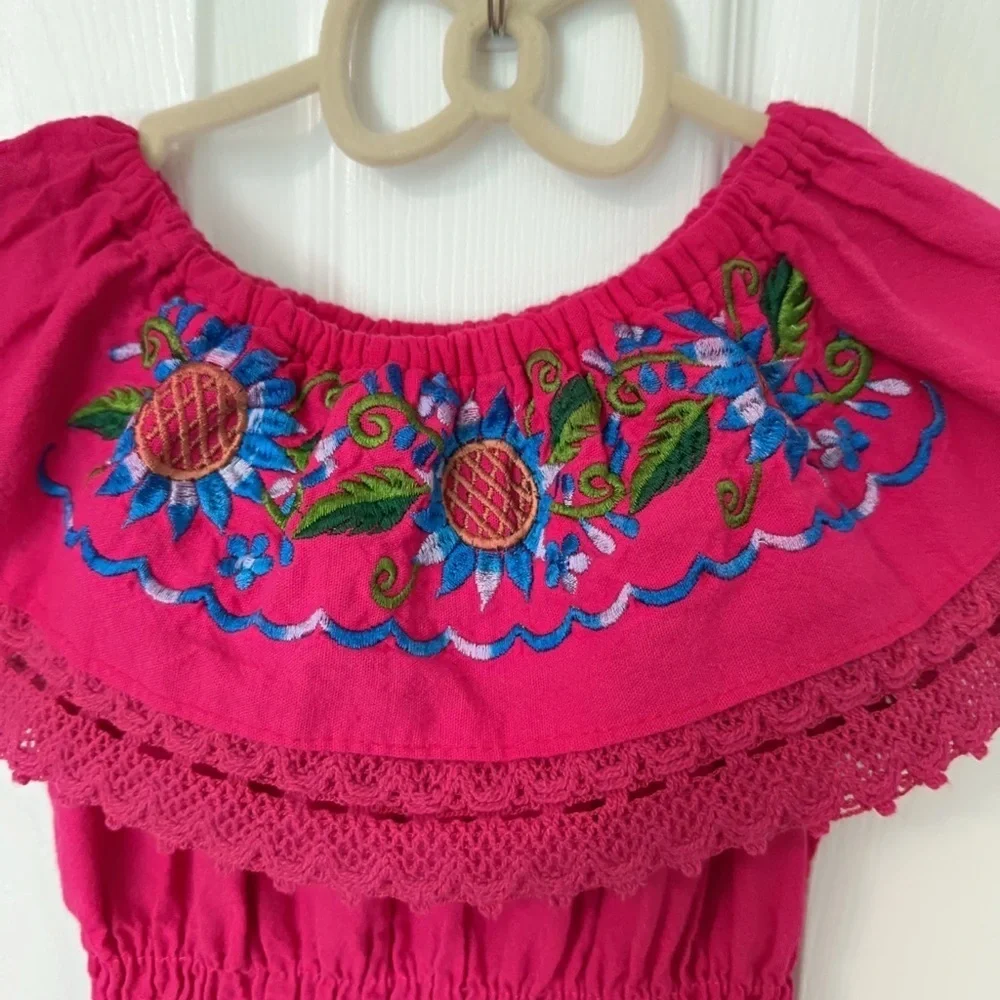 Vibrant Pink Floral Kids Dress